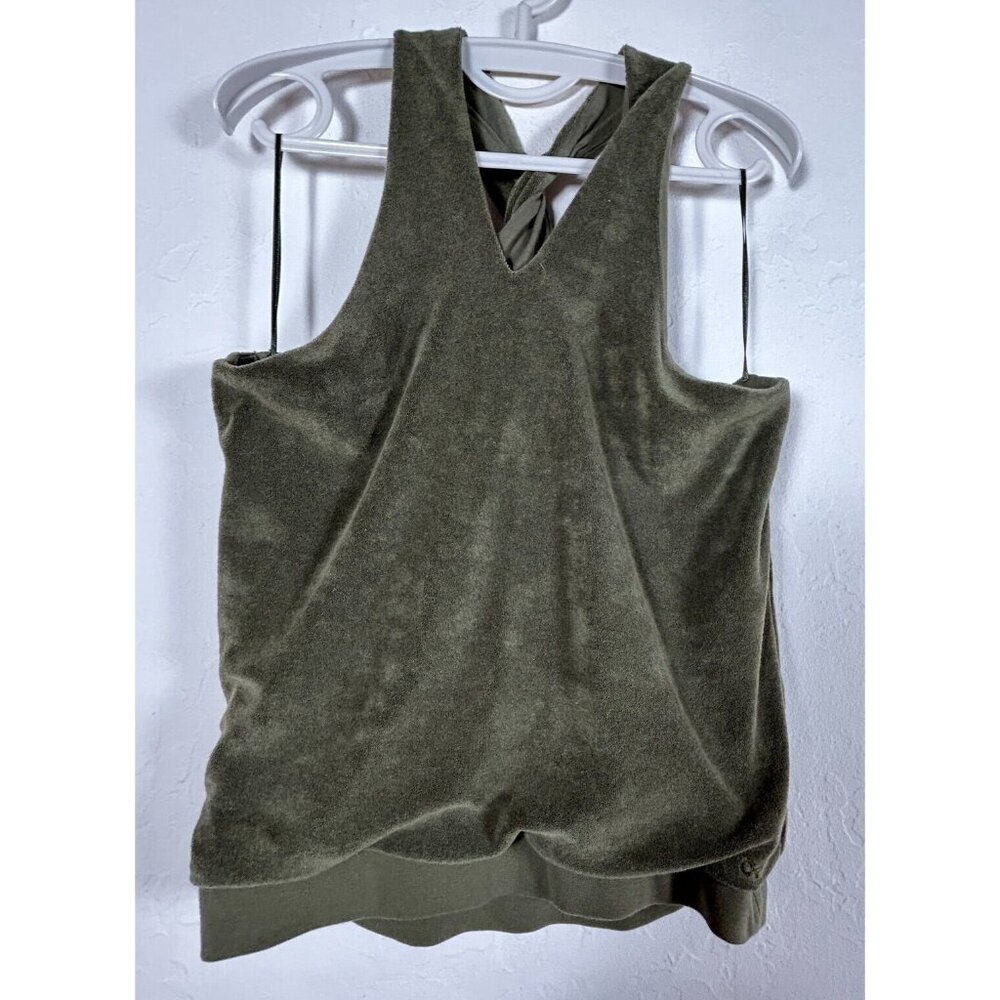 Outerknown Womens V-Neck Sleeveless Top Velvet Twist Knot Back Green Size Medium